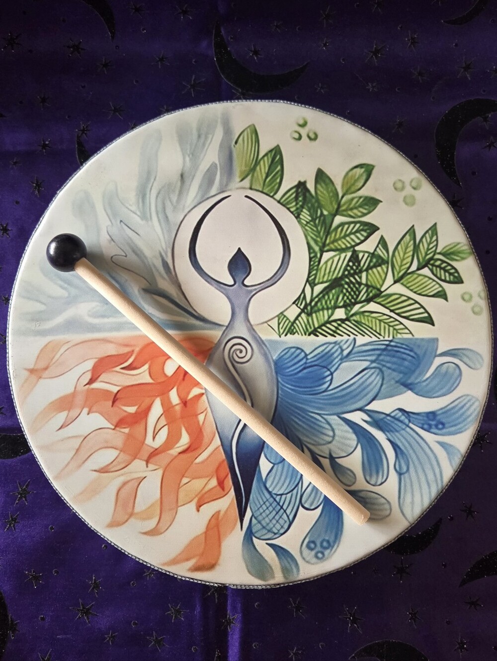 Four Elements Goddess Frame Drum & Healing Mallet